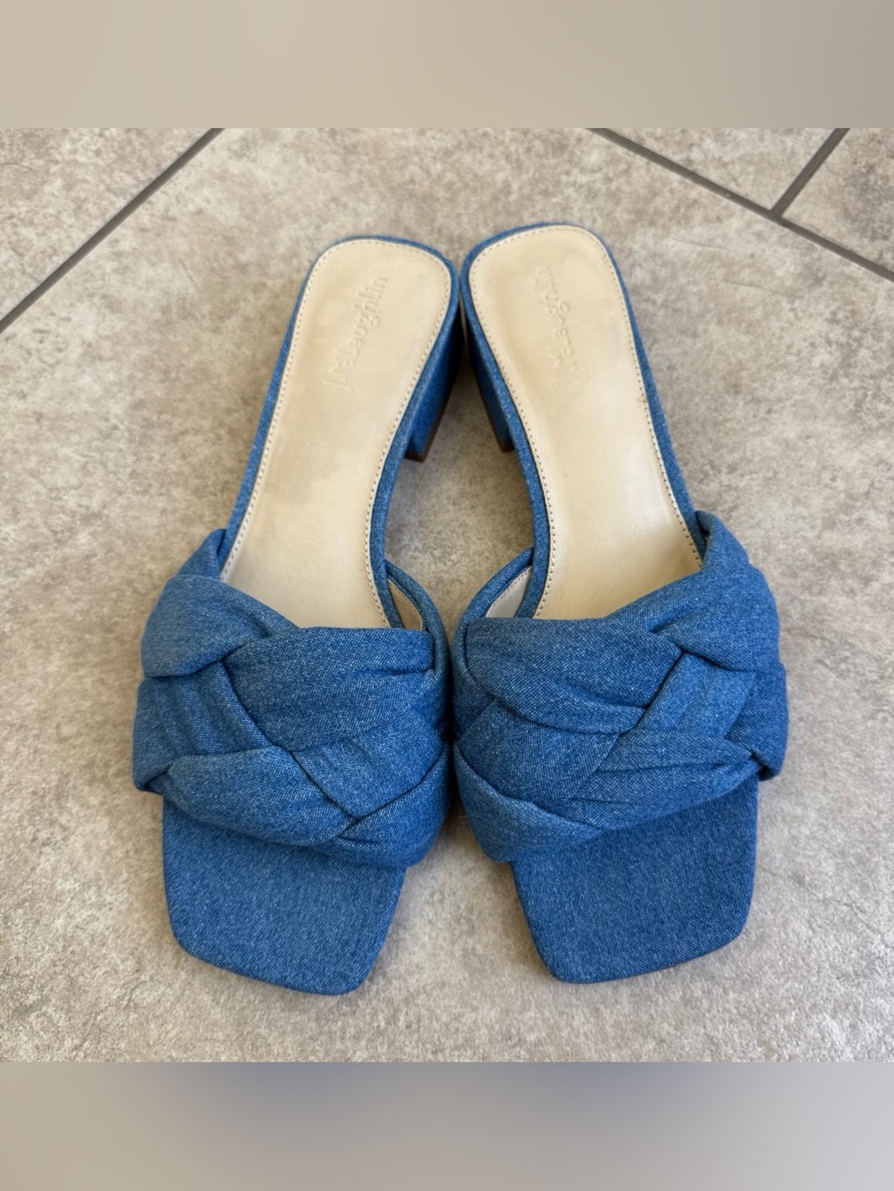 J.McLaughlin Blue Denim Woven Slides